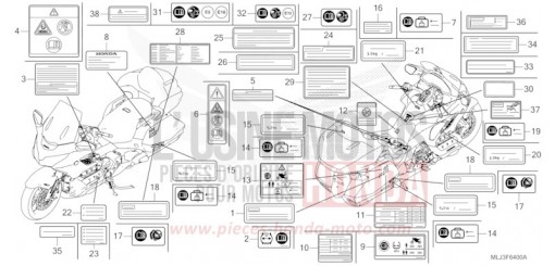 ETIQUETTE DE PRECAUTIONS GL1800BDP de 2023